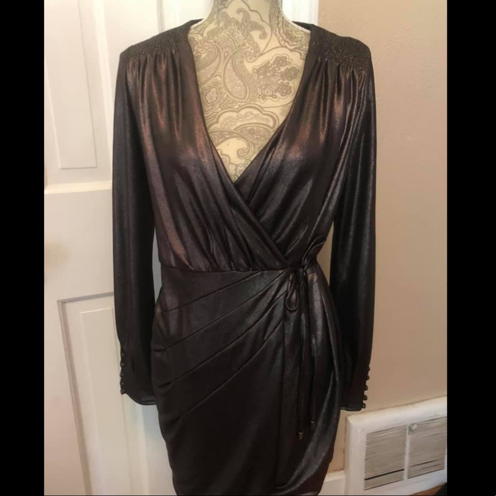 Greylin bronze wrap dress